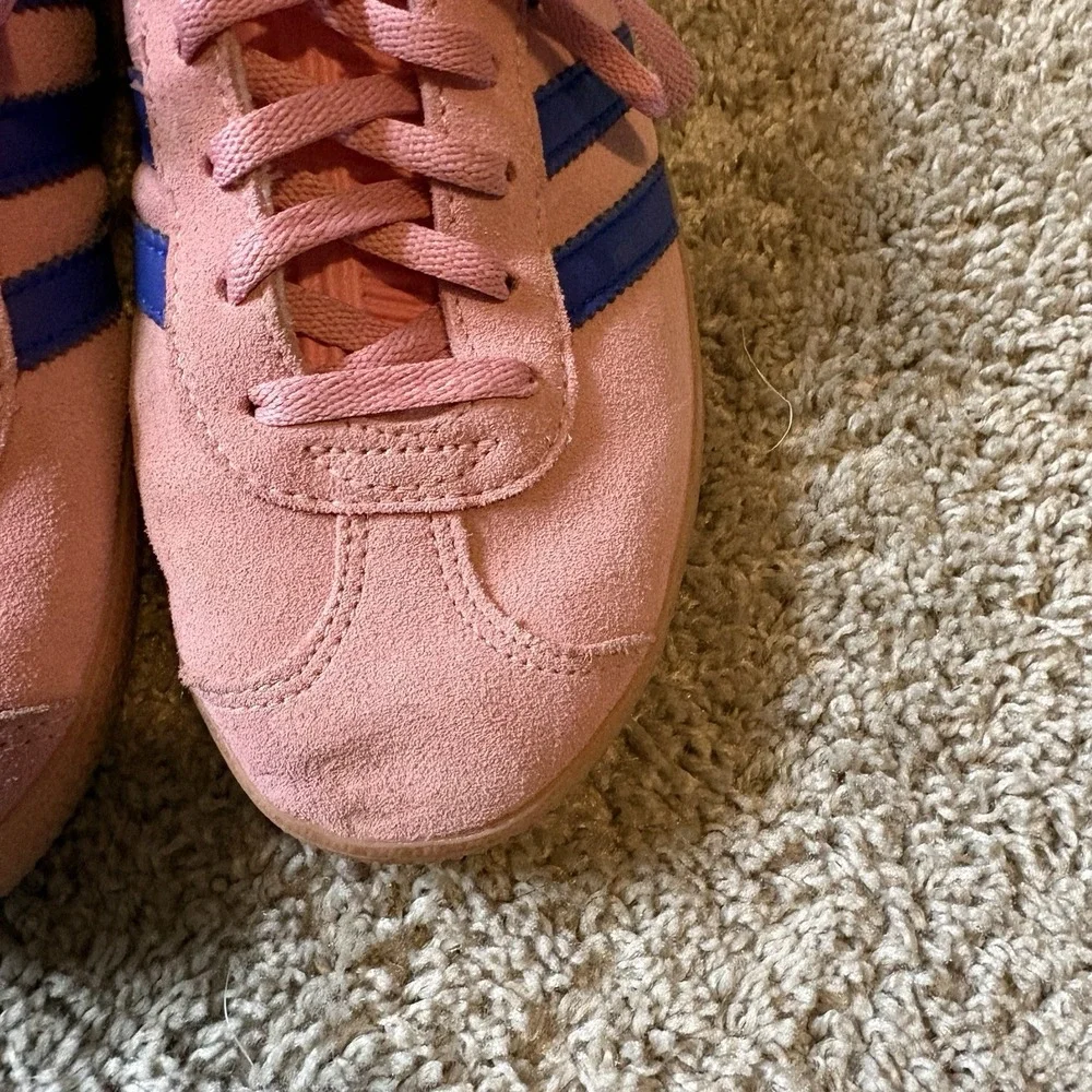Adidas Gazelle J Sneakers Suede Pink Blue Girls Size 4 Gently Used World Cup